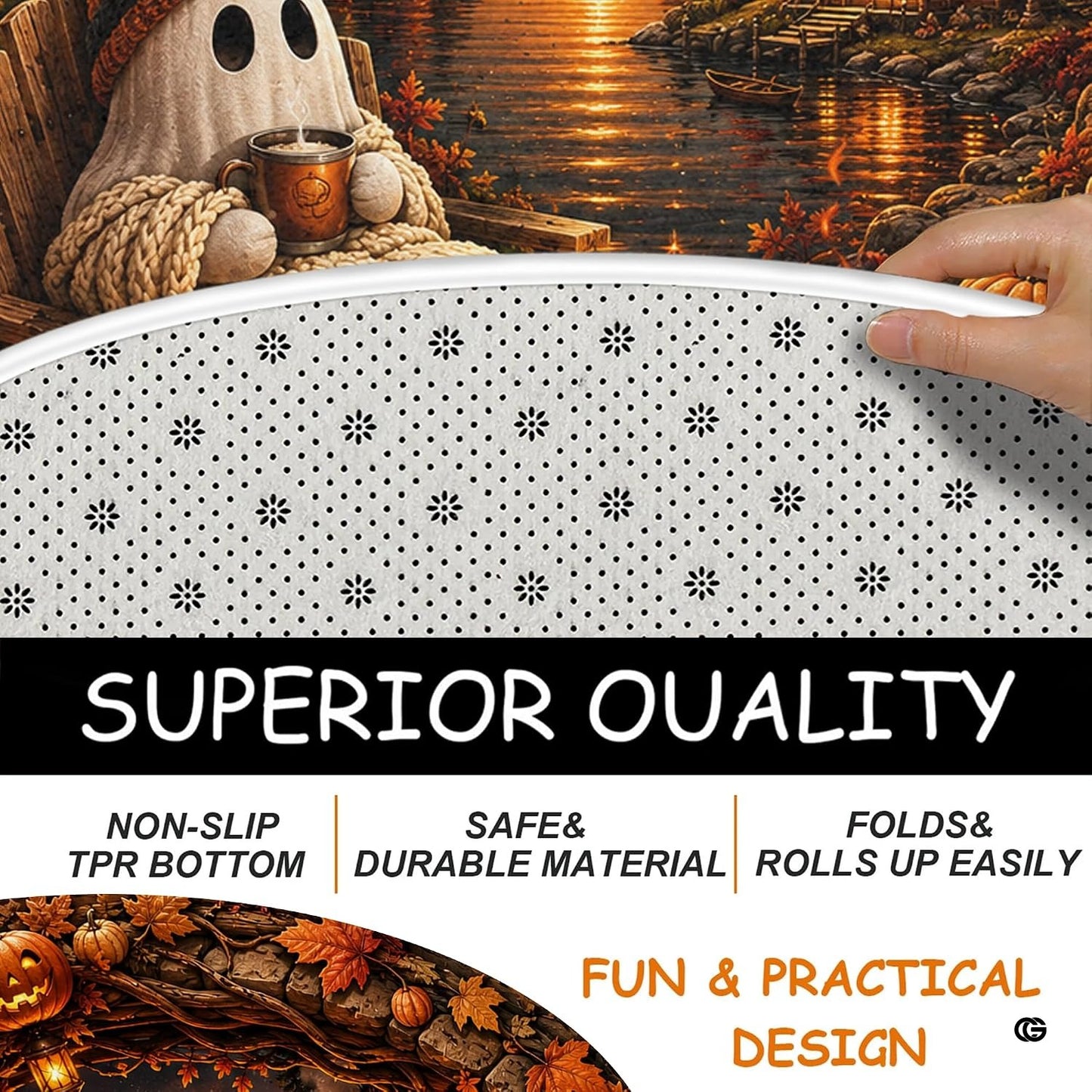 Custom Halloween 3D Optical Illusion Round Rug Skeleton Horror Area Rug (1, #11)