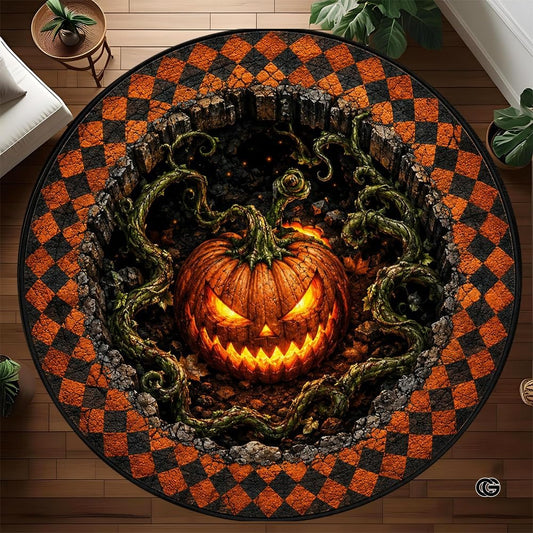 Personalized Halloween 3D Optical Illusion Ghost Round Rug (A02)