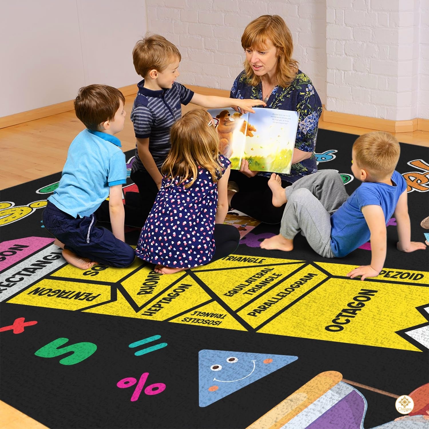 Custom Composition Notebook Classroom Rug with Non Slip Backing