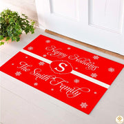 Personalized Christmas Doormat with Custom Family Name