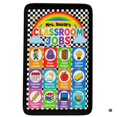 Personalized Teachers Classroom Rug, Custom Teacher Name Classroom Rules Area Rug, Feeling Chart Calming Corner Mat, Kindergarten Educational Back to School Class Decor (D9)