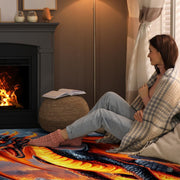 Decor styling showing vibrant orange and charcoal rug beneath accent table. - thumbnail image 8 of 8