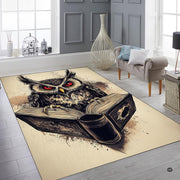 Overhead flat view of rectangular scholar owl on open book area rug - thumbnail image 8 of 8