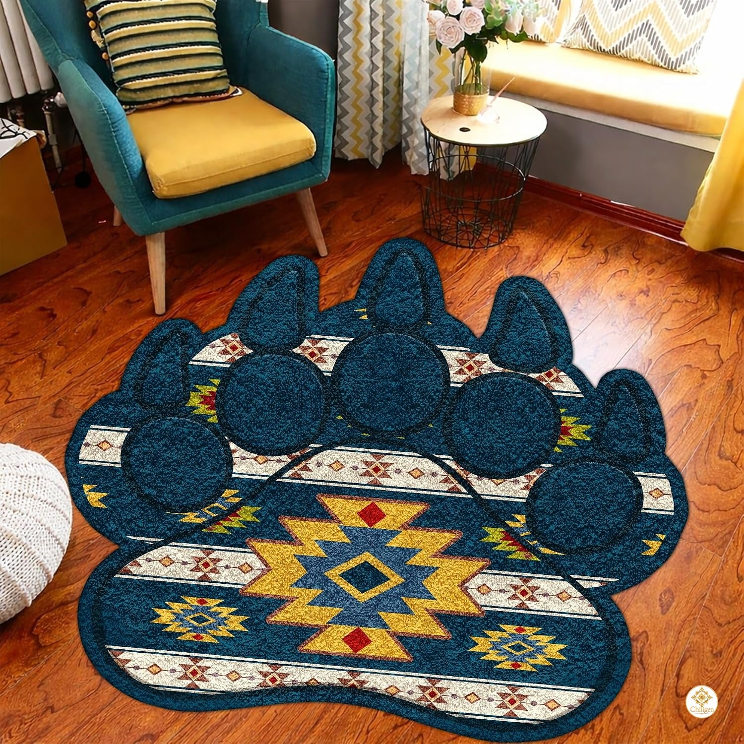 Custom Bear Paw Print Welcome Mat with Non Slip Backing
