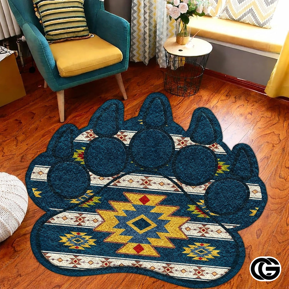 Custom Bear Paw Print Welcome Mat with Non Slip Backing