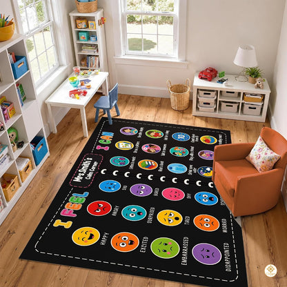 Custom Composition Notebook Rug for Classroom and Kids Room - Feeling #2 / 2' x 3' (Rectangular)