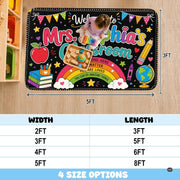 Personalized Teacher Classroom Rug, Custom Back to School Welcome Mat with Name, Kindergarten Preschool Elementary Decor, Composition Notebook Carpet (A10)