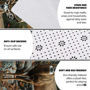 Detailed view of mossy stream rocks and autumn foliage on a nature-themed area rug. - thumbnail image 6 of 7