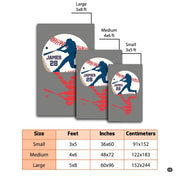 Stylized batter silhouette and distressed baseball motif on an athletic floor rug. - thumbnail image 2 of 7