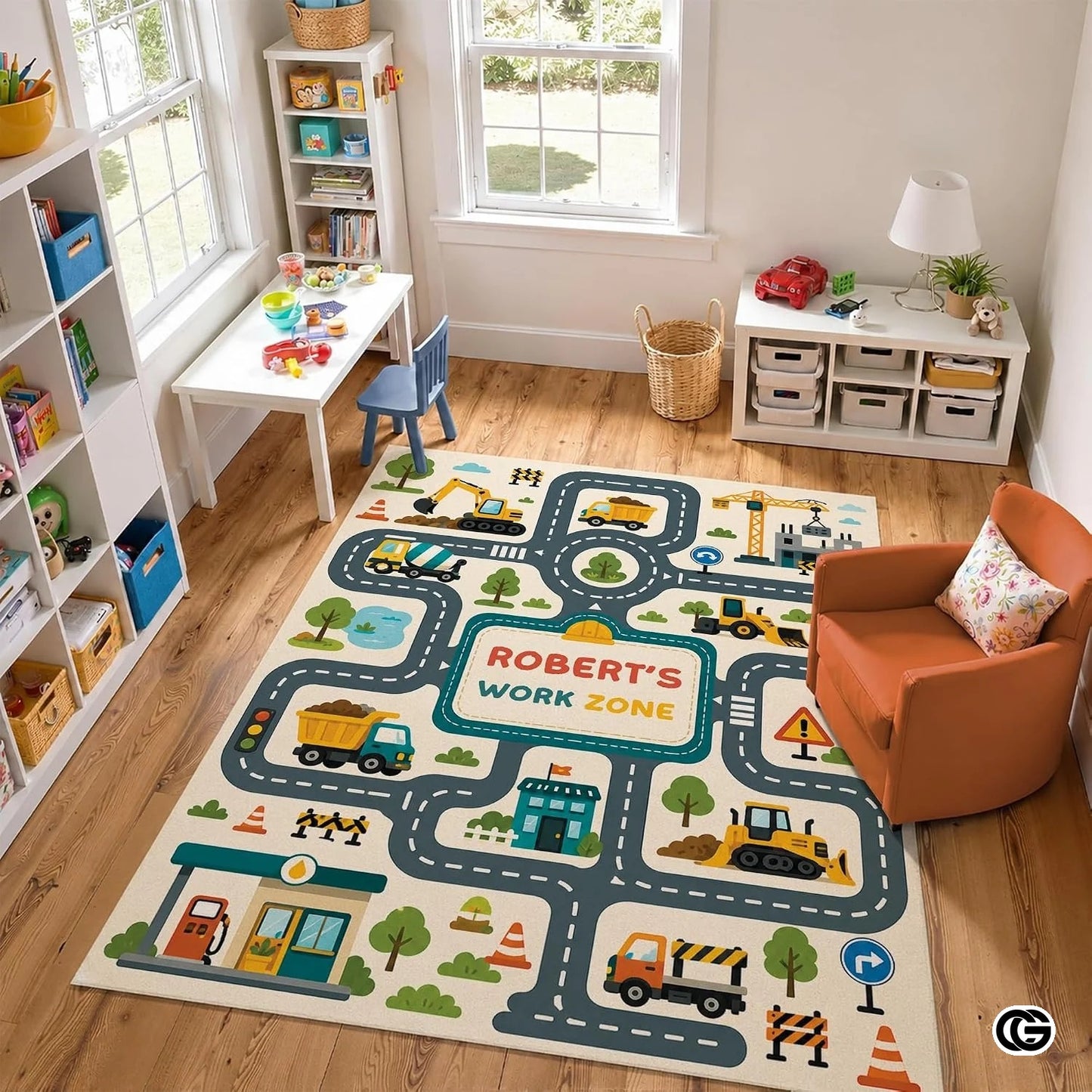 Custom Road Map Doormat with City Street and Car Play Design - Map 2