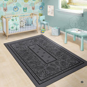Bright contemporary sitting room interior showcasing the bandana print area rug - thumbnail image 6 of 9