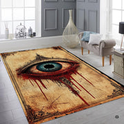 Corner detail of occult rug highlighting dark sepia baroque filigree scrollwork and parchment texture. - thumbnail image 5 of 7