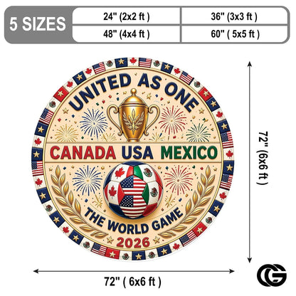 Custom Soccer Round Rug with Championship Trophy and Flags - D10