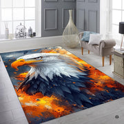 Vivid raptor portrait rug styled under accent furniture in a contemporary study. - thumbnail image 6 of 7
