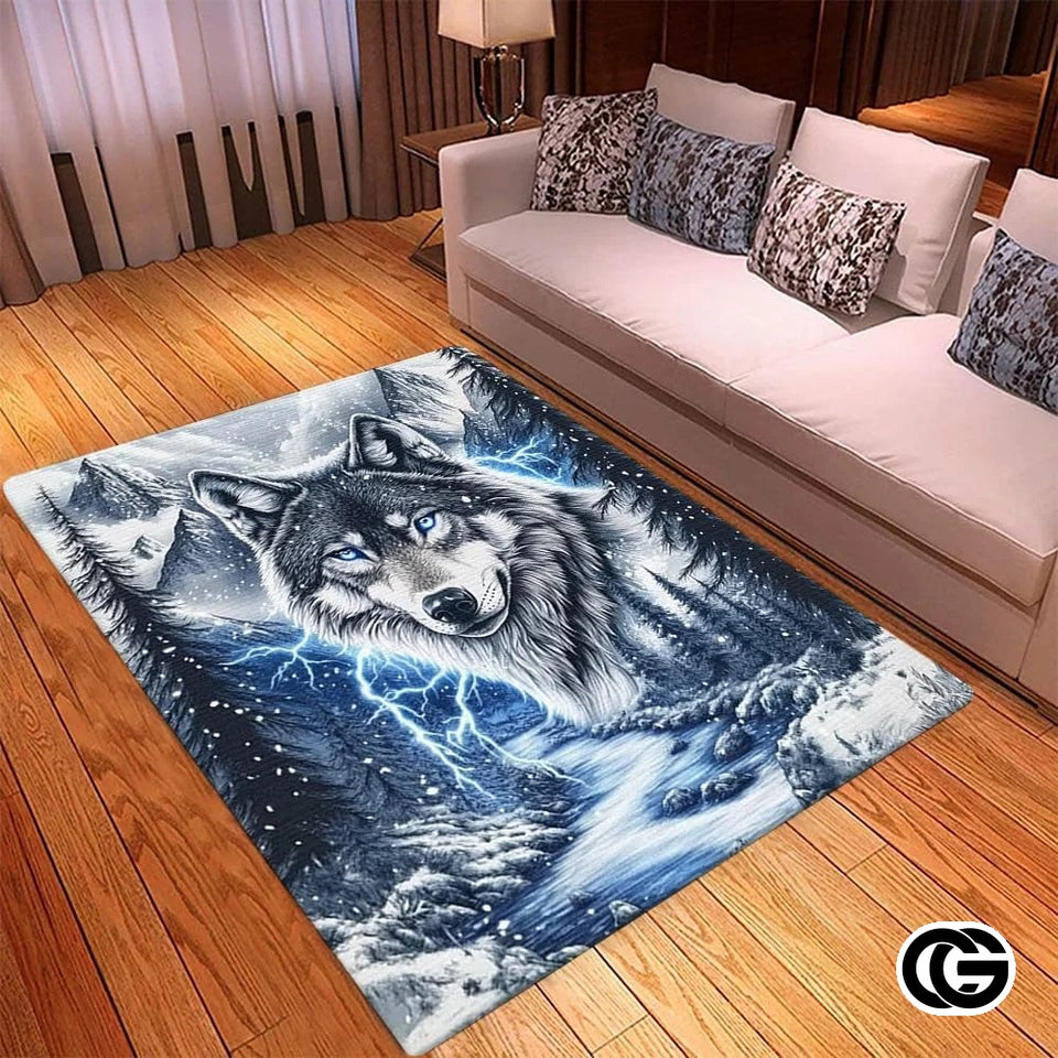 Custom Galaxy Wolves Welcome Mat for Kids Room and Entryway