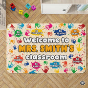 Custom Family Name Doormat with Monogram and House Address - Handprints