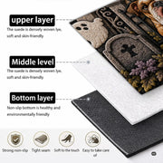 Custom Dog Photo Rug, Personalized Pet Portrait Area Mat Non Slip Indoor Door Rug for Dog Lovers, Welcome Home Decor Halloween (Spooky Graveyard Gate)