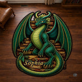 Custom Dragon Shaped Area Rug, Personalized Library Western Dragon Shaped Floor Mat Book Rug, Non-Slip Reading Room Carpet for Living Room, Bedroom, Dorm, Kids Room, Fans Lover (D10)