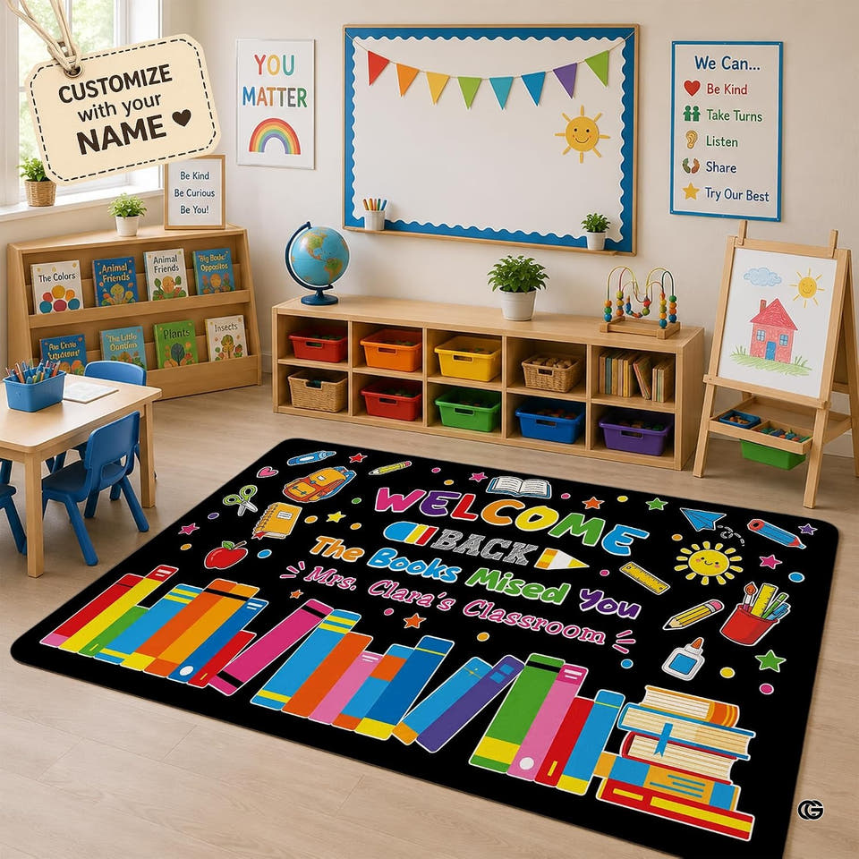 School stationery literature teacher area rug - view 1