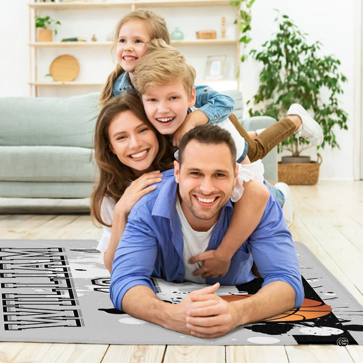 City basketball sports floor carpet displayed in cozy family room interior - image 6 of 8