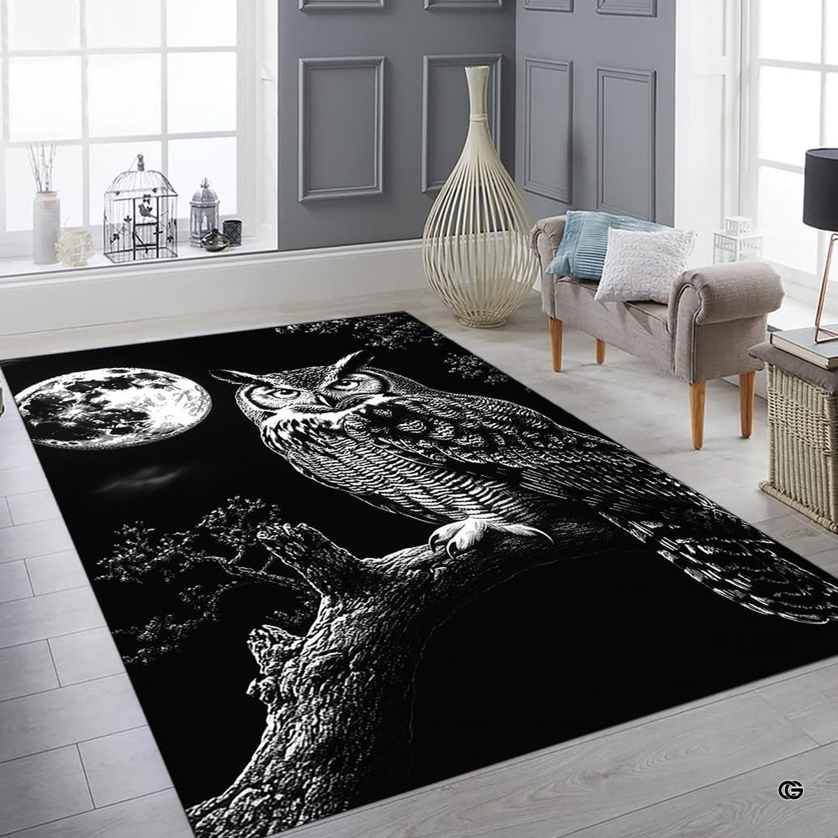 Detail view of the rug border showing crisp printing and textured night sky artwork accents. - image 8 of 8