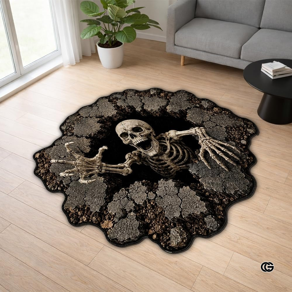 Personalized Halloween 3D Optical Illusion Shaped Rug (A03)