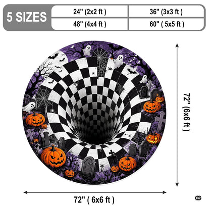 Custom Halloween 3D Optical Illusion Round Rug Skeleton Horror Area Rug (1, #10)