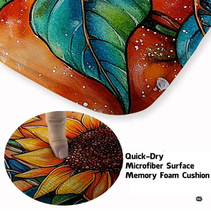Blue butterfly shaped rug design displaying delicate black and white wing patterns near sunflower blooms. - thumbnail image 3 of 7