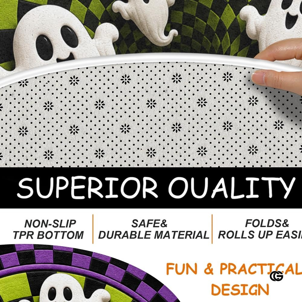 Personalized Halloween 3D Optical Illusion Ghost Round Rug (A01)