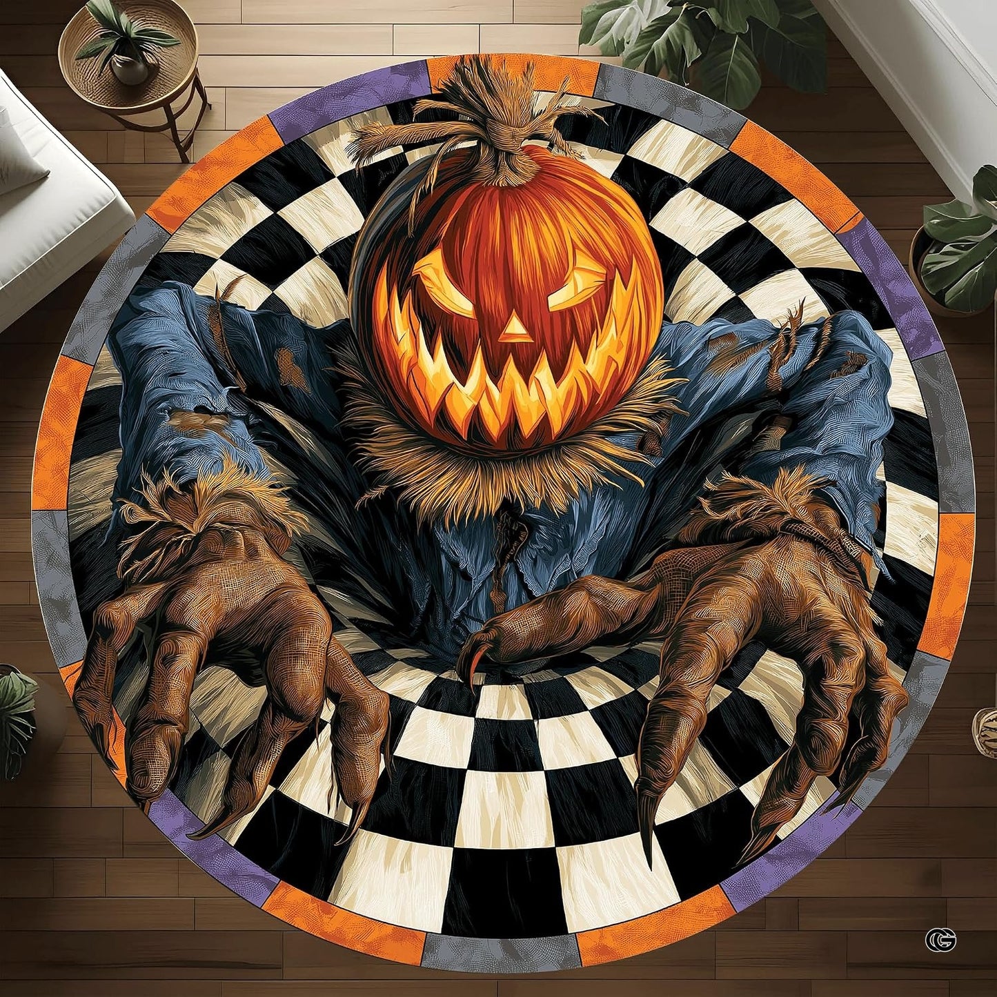 Custom Halloween 3D Effect Optical Illusion Spooky Round Rug (D10)