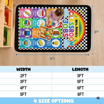 Personalized Teachers Classroom Rug, Custom Teacher Name Classroom Rules Area Rug, Feeling Chart Calming Corner Mat, Kindergarten Educational Back to School Class Decor (D9)
