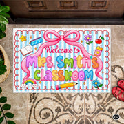 Personalized Classroom Doormat with Teacher Name and Notebook Pattern - Class-01
