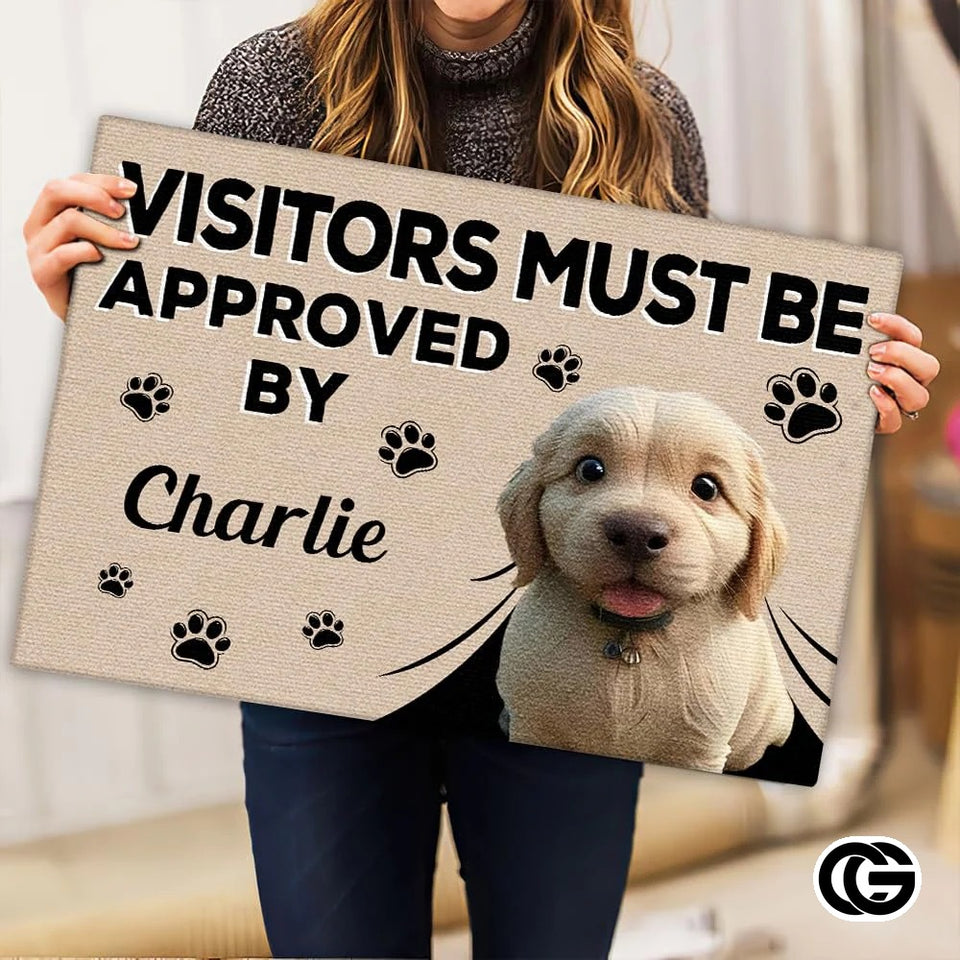 Personalized Dog Welcome Mat with Custom Name and Pet Design