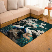 Full display of majestic peacocks perched on gnarled branches within an ornate floor composition. - thumbnail image 7 of 7