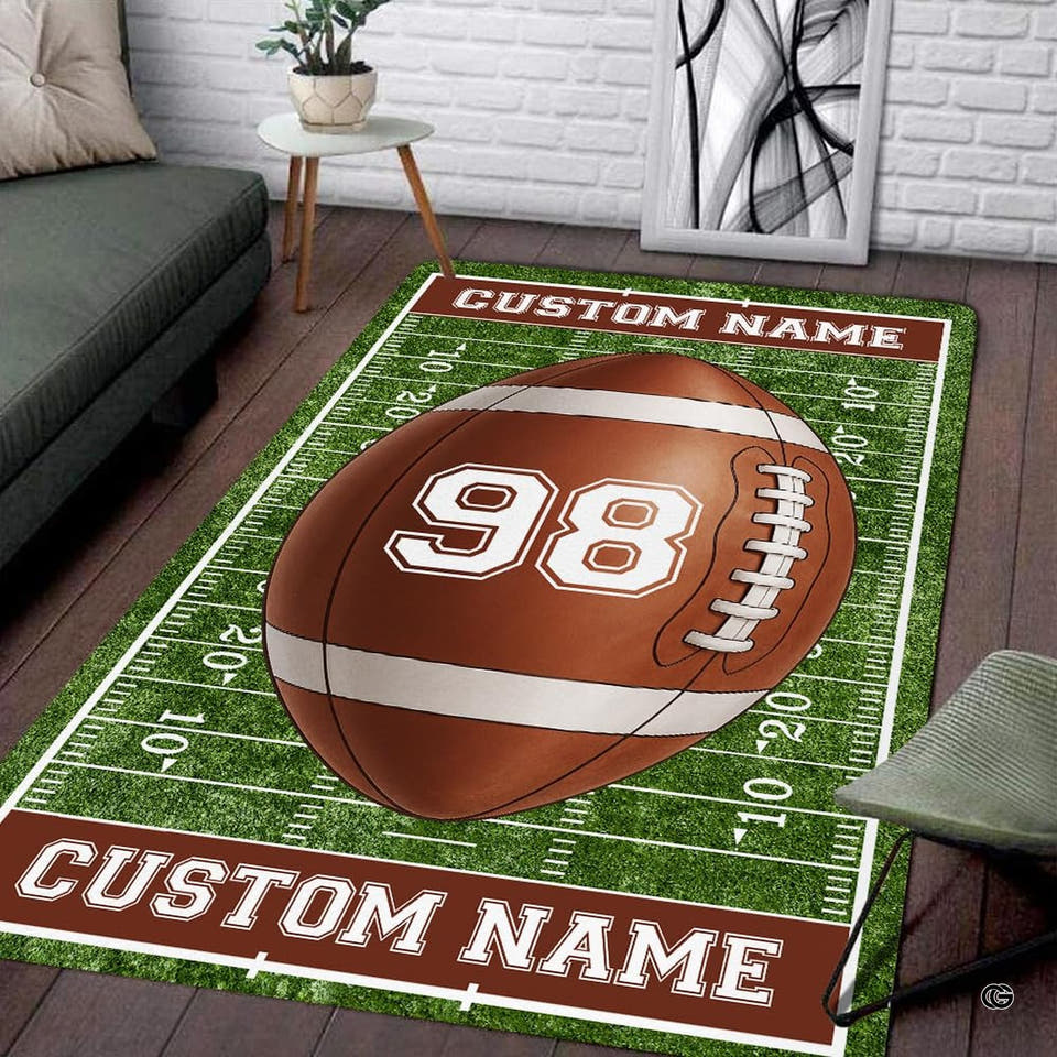 American football field end zone player area rug - view 1