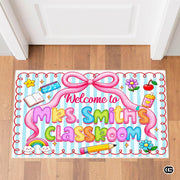 Personalized Classroom Doormat with Teacher Name and Notebook Pattern - Class-01