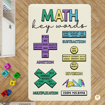 Custom Math Education Rug for Playroom and Classroom - Math D4 / 3' x 5' (Rectangular)