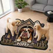 Custom Dog Photo Rug, Personalized Pet Portrait Area Mat Non Slip Indoor Door Rug for Dog Lovers, Welcome Home Decor Halloween (Haunted House)