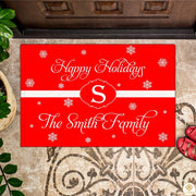 Personalized Christmas Doormat with Custom Family Name