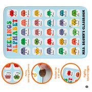 Sunlit study room layout showing the educational feelings alphabet rug beside books - thumbnail image 6 of 8