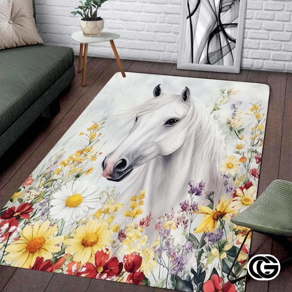 Custom Running Horse Welcome Mat for Front Door and Entryway - Horse-ds02