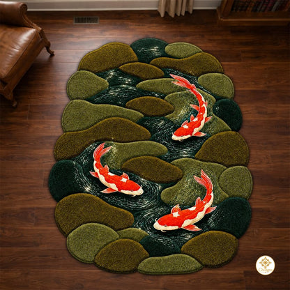 Custom Koi Fish Shaped Welcome Mat for Bedroom and Living Room