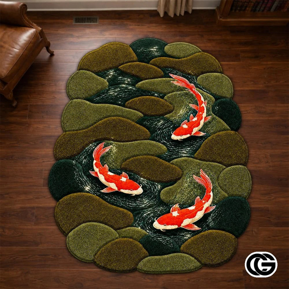 Custom Koi Fish Shaped Welcome Mat for Bedroom and Living Room