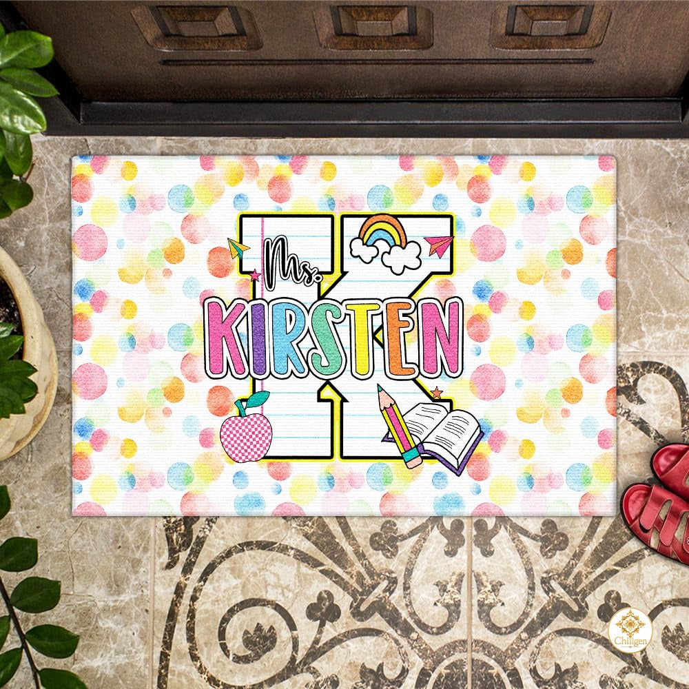 Custom Teacher Doormat with Personalized Name and Classroom Theme