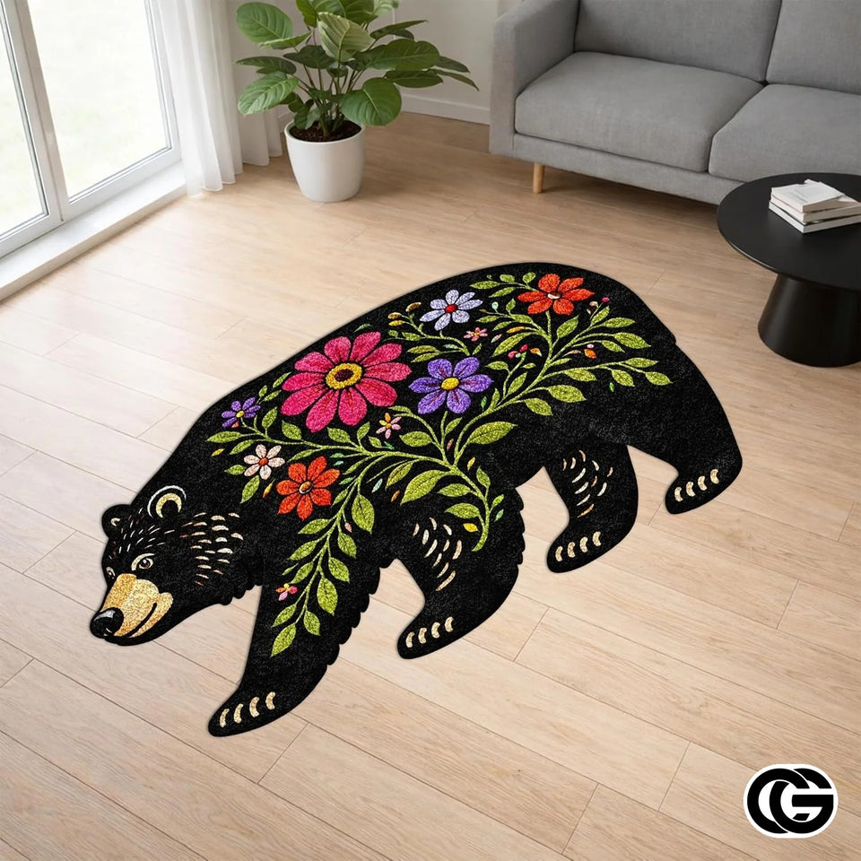 Custom Bear Paw Print Welcome Mat with Soft Plush and Non Slip Backing - A5
