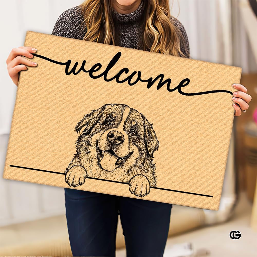 Personalized Pet Dog Welcome Door Mat with Photo and Name (A02)