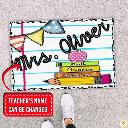 Custom Classroom Welcome Mat with Teacher Name and Non Slip Backing