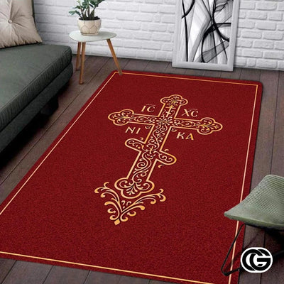 Personalized Orthodox Doormat with Christian Cross and Eagle - D7