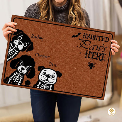 Custom Halloween Dog Doormat with Pumpkin and Bat - Style #4