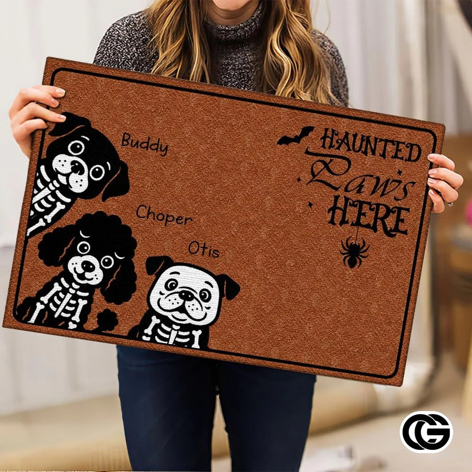 Custom Halloween Dog Doormat with Pumpkin and Bat - Style #4